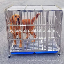 Cage de chien de barre d&#39;acier inoxydable, caisse de chien, cage d&#39;animal familier avec la grille en plastique